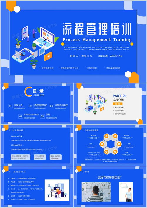 藍(lán)色簡(jiǎn)約風(fēng)公司流程管理培訓(xùn)課件ppt模板下載 熊貓辦公